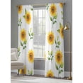 thumbnail image 4 of Sunflower Sheer Curtains 96 Inch Length 2 Panels Set, Yellow Spring Watercolor Floral White Voile Window Treatment Semi Sheer Long Curtains Drapes for Bedroom/Living Room/Kitchen 52"x96"x2, 4 of 7