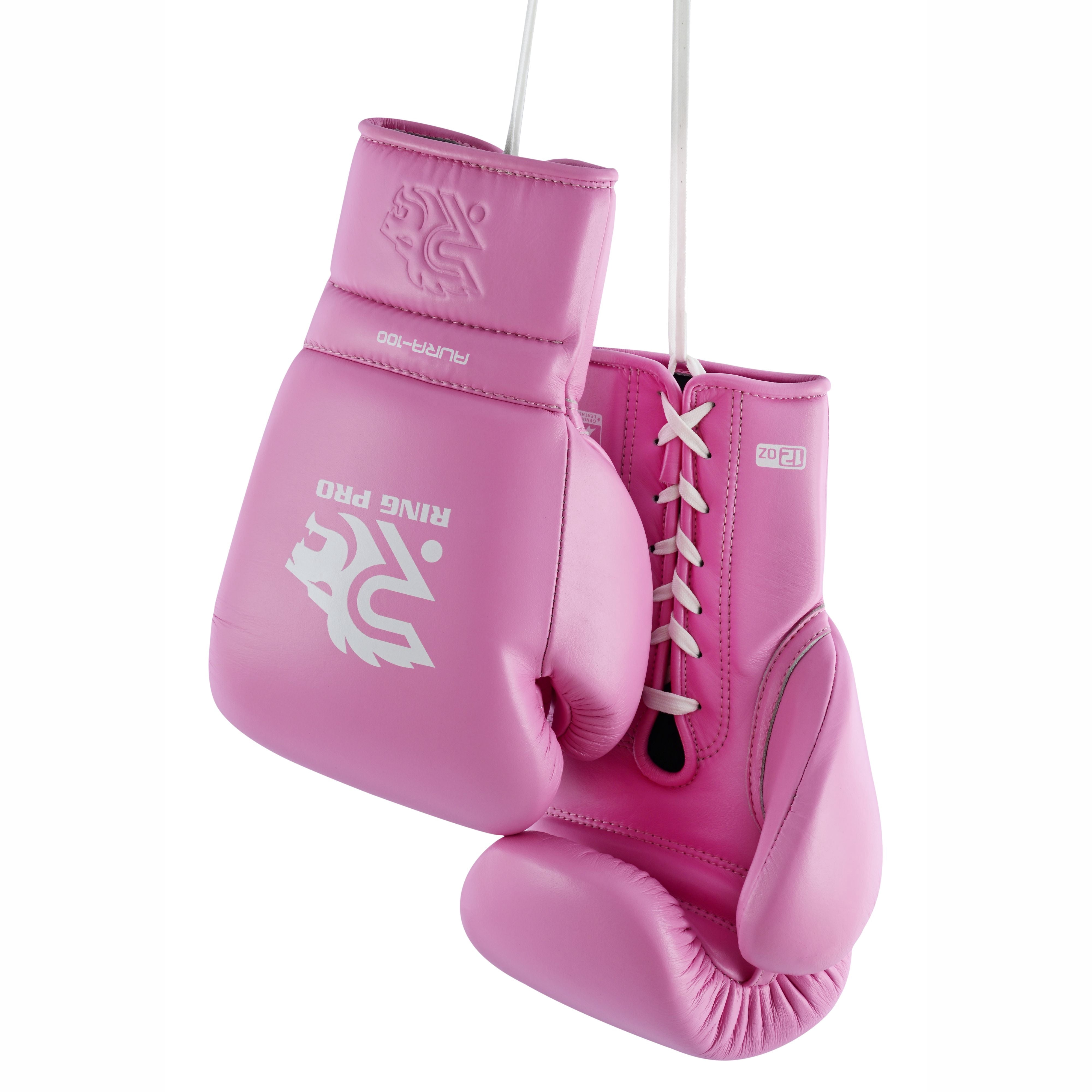 Ring Pro Sports Aura-100 Series Boxing Glove Made of Genuine Cowhide Leather for Boxing & MMA - Pink 14 oz