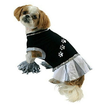 Cheerleader Dog Costume Cheer Leader Pet Tee Halloween T-Shirt & Pom Poms