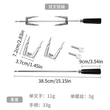 ITSELFER Heavy Duty Chicken Forks, Stainless Steel Rotisserie Forks Round Spit Rods Forks Rotisserie Kit with Handle and Screw for BBQ Grilling Cooking Chicken Turkey