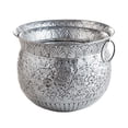 thumbnail image 3 of Embossed Silvertone Metal Planters, Set of 4 - Sizes 15.75  dia. x 13 H, 14  dia. x 10.5 H, 11.25  dia. x 8 H, 9.75  dia. x 7 H, 3 of 8