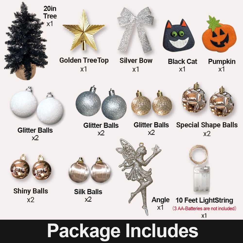 Kadyn Small Christmas Tree, 2ft Mini Christmas Tree, Artificial Small Desktop Xmas Tree with Tree Ornaments, for Christmas Thanksgiving Decorations-I Kadyn Small Christmas Tree, 2ft Mini Christmas Tree, Artificial Small Desktop Xmas Tree with Tree Ornaments, for Christmas Thanksgiving Decorations-I