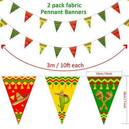 Mexican Party Decoration Kit, Mexico Fiesta Banner, Fiesta Pennant Banners for Cinco De Mayo Mexican Fiesta Carnival Party Decor