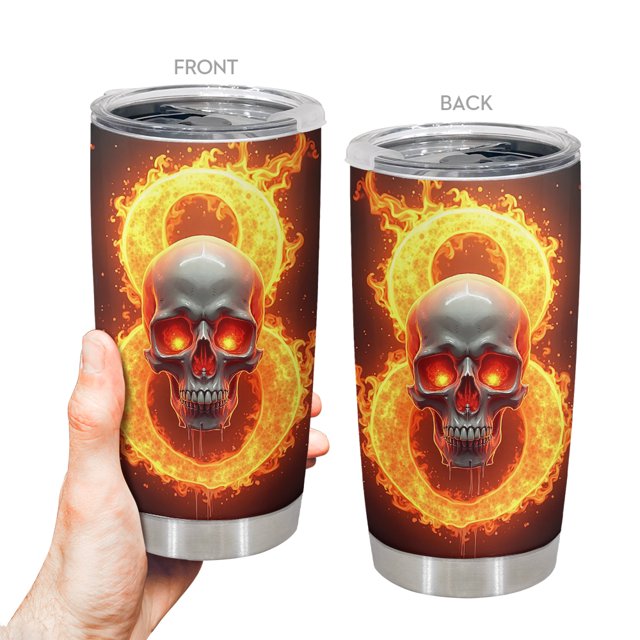 Vaso de viaje Oasisdream de acero inoxidable de 600 ml con estampado de calaveras