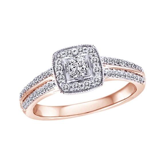 AFFY White Natural Diamond Promise Ring In 10k Rose Gold (0.5 Cttw)