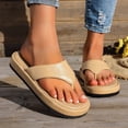 thumbnail image 2 of HNMKIU Fashion Platform Slide Sandals Summer Casual Comfort Toe Post Beach Slippers Women Soft Sole Outdoor Indoor Shoes Womens Flip Flops Beige,8.5, 2 of 8