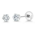 thumbnail image 5 of Gem Stone King White Lab Grown Diamond Platinum Stud Earrings for Women Men | 0.20 Cttw | Gemstone April Birthstone | Round 3MM, 5 of 6