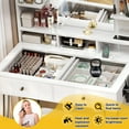 thumbnail image 2 of TC-Homeny Makeup Vanity Table with Charging Station & Compartment Storage Drawers, Visible Glass Desktop & Stool Set, White, 2 of 9