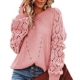 thumbnail image 1 of Suéter de punto para mujer, elegante jersey de cuello redondo, manga larga, jersey de punto grueso, otoño invierno, tops lisos, tops S-XXL, 1 of 5