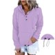 thumbnail image 1 of ICHUANYI Clearance Women's Oversized Sweatshirts Long Sleeve Button Fashion Trendy Sweatshirt Jackets Hooded Cute Comfy Clothes(Purple, XXL) ICHUANYI WER2023081513560, 1 of 8