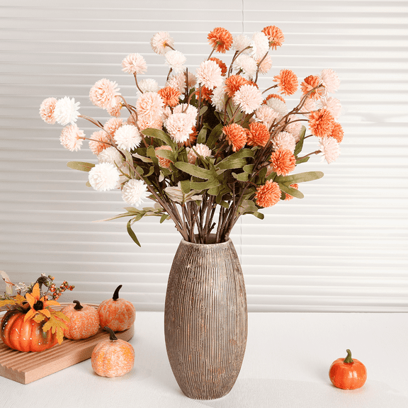 16 Pcs Artificial Flowers for Vase, Beige Silk Mums Long Stems for Graduation Decorations 2026, Grad Party Centerpieces & Bouquet, Commencement Celebration Table Arrangements