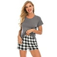 thumbnail image 3 of Women's Cotton Love Heart Short Sleeve T-shirt Tops+Shorts Pajamas Suit, 3 of 7