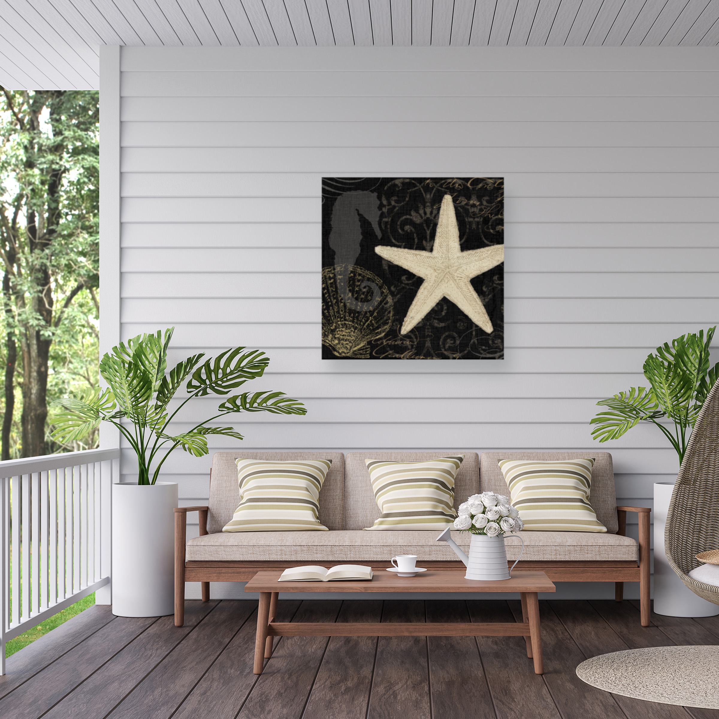 Pela Studio 'Coastal Moonlight I' Outdoor Canvas 24x22