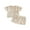 Beige, variant on Toddler Baby Girl Summer Outfit 6 12 18 24 Months 2T 3T 4T 3D Flowers Crew Neck Short Sleeve T Shirt Tops and Shorts 2 Pcs Clothes Set