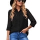 thumbnail image 1 of Blusa holgada de moda transpirable con botones y cuello vuelto de manga larga para mujer Negro XL, 1 of 6