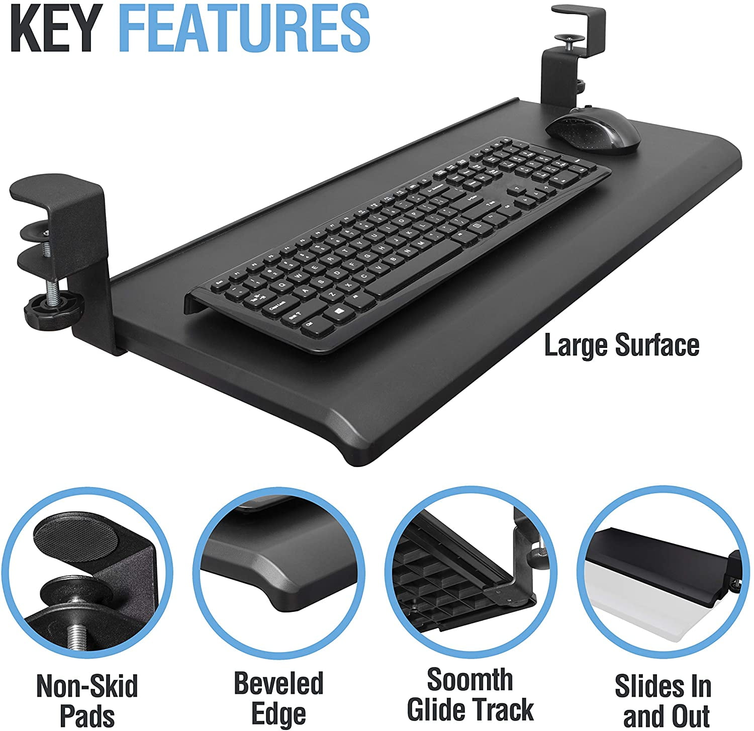 MAX SMART Clamp on Keyboard Tray 21 Inch