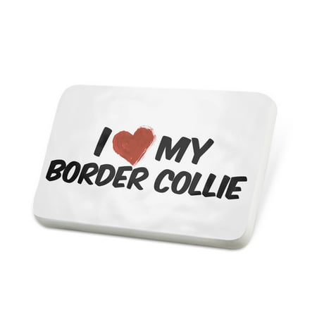 Scottish Border Collie - Porcelein Pin I Love my Border Collie Dog from Scotland, England, Wales Lapel Badge – NEONBLOND