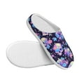 thumbnail image 3 of Disketp cool flower Skull Women's Men's Slippers Plush Slip-On House Slipper for Winter Indoor Soft Cushion Non-slip Fluffy Slides Slippers-35/36, 3 of 7