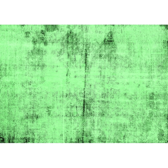 Ahgly Company Indoor Rectangle Abstract Emerald Green Modern Area Rugs, 2' x 3'