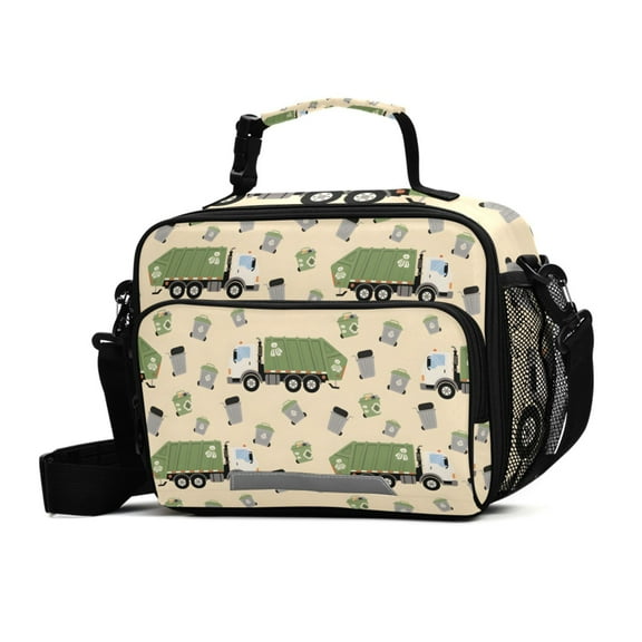 ALAZA Garbage Trucks Lunch Box Insulated Cooler Bag Reusable Tote Bags Shoulder Strap