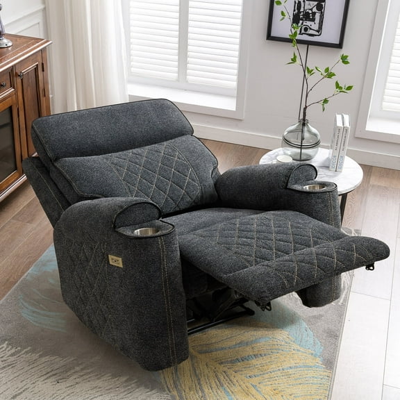 Bonzy Home Electric Power Recliner with USB Ports and Cup Holders Home Theater Seating Reclining Chair