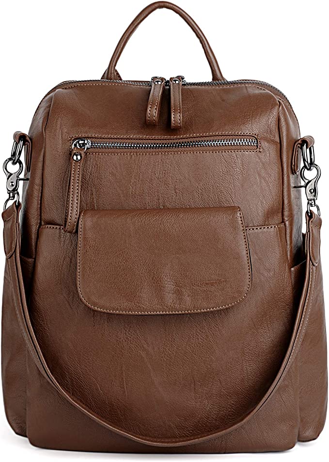 Women's backpack purse shoulder bag made of lightweight PU leather