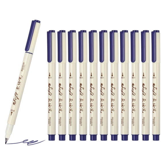 Fineliner Colored Pens, 12 Pcs Purple Felt Brush Tip Fineliner Marker Waterproof Ink Watercolor Coloring Book Art Supplies