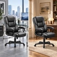 thumbnail image 3 of Vyrox High-Back Office Chair, Ergonomic PU Leather Desk Chair, Conference Chair with Adjustable Height & 360° Wheels, Brown, 3 of 9