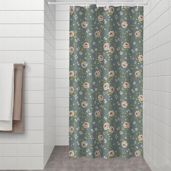 Pioneer Flower Floral Print Pattern Shower Curtain 36”x72", Bathroom Decorative Shower Curtain Set with 12 Hooks, Waterproof Washable