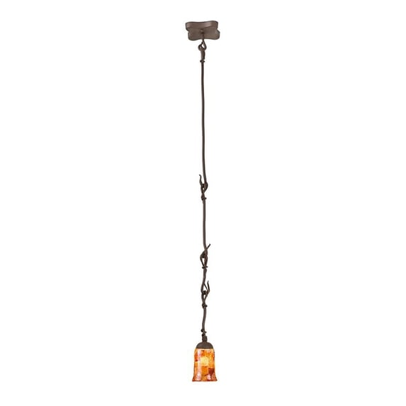 Kalco Lighting Vine 5.5" Unique 1 Light Wrought Iron Mini Pendant in Brown
