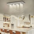 thumbnail image 4 of bokifol Crystal Chandelier for Kitchen Island,Modern Crystal Pendant Ceiling Light Fixture for Dining Room Linear Flush Mount Ceiling Lights,GU 10 Bulb,L30.71"x H30.31", 4 of 10