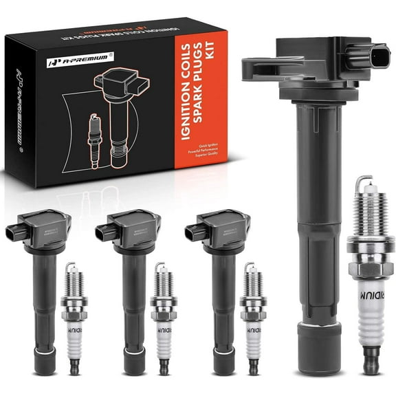 A-Premium Ignition Coils and Spark Plugs Kits Compatible with Acura TSX 2009-2014 L4 2.4L, Replace# 30520RL5A01, LKR7BGPS 4-PC Set