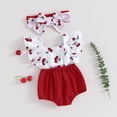 thumbnail image 2 of Bagilaanoe Newborn Summer Clothes Baby Girl Rompers Print Fly Sleeve Bodysuits + Hairband 3M 6M 12M 18M Infant One Piece Jumpsuit, 2 of 8