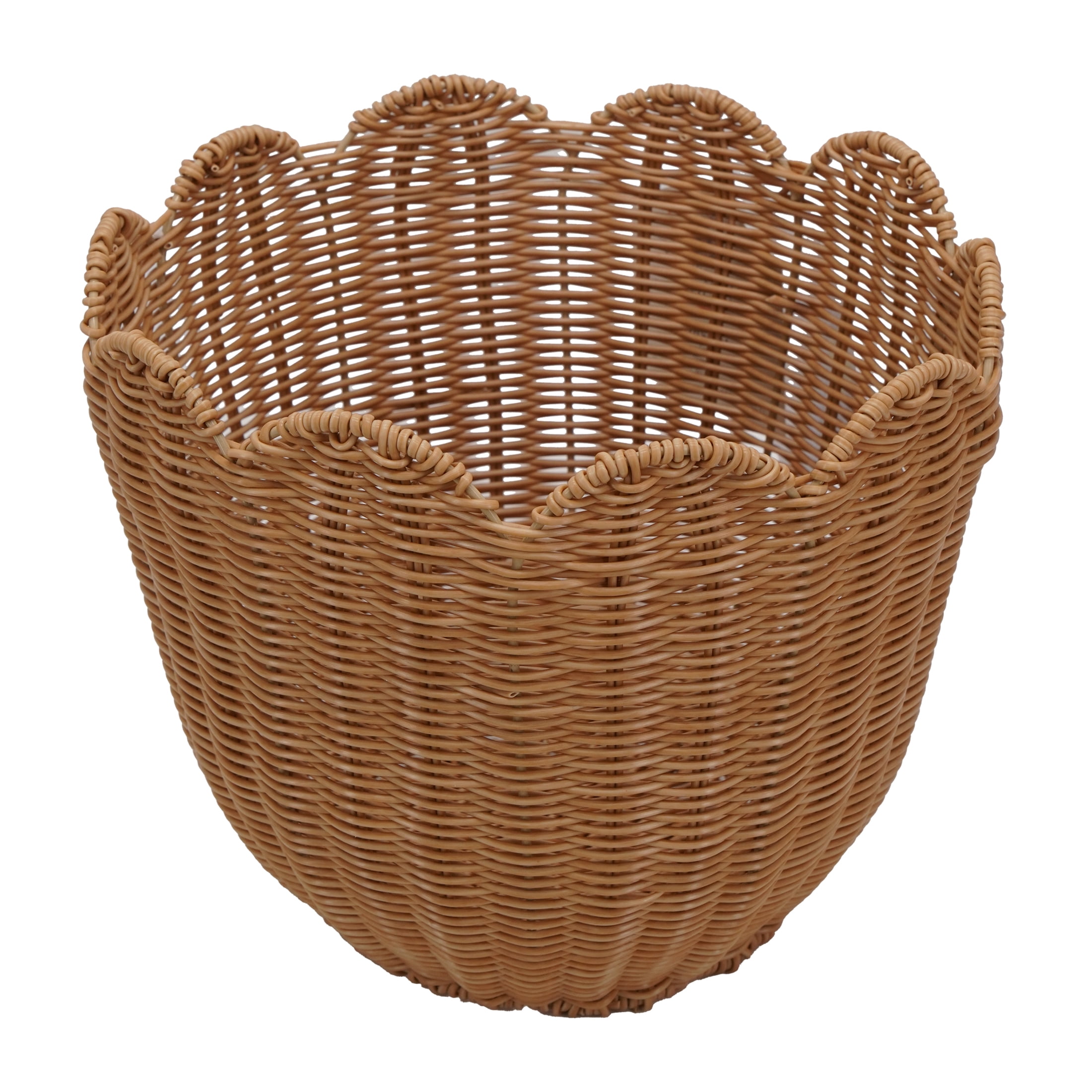 Scalloped Decorative Basket, Tan, 12" x 10", by My Texas House