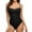 Black, variant on Cheeky One-Piece Swimsuits for Women Front Ruched High Cut Bathing Suits Solid Padded 1 Piece Swimsuit Beach Vacation Swimwear, Style SW-25, Yellow, XXL
