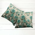 thumbnail image 2 of Ambesonne Rustic Throw Pillow Cover Pack of 2, Farmhouse Cold Tone Daisies, 2 Pcs-28"x28", Turquoise and Grey Yellow, 2 of 5