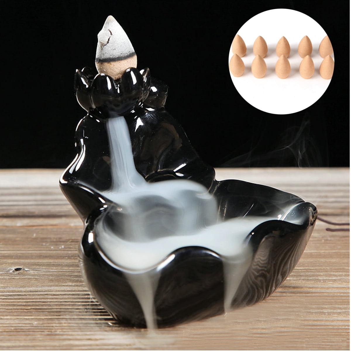 Handmade Ceramic Glaze Incense Burner Holder Backflow Waterfall Censer