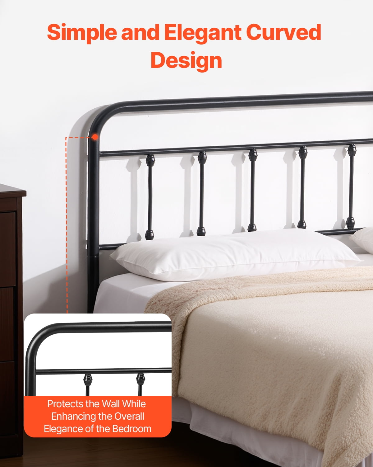 VEVOR Metal Headboard, Queen Size Headboard with Adjustable Height, Metal Headboard for Queen Size Bed, W59.65 x H40.55 x D1.5 inches, Ideal for Bedroom, Hotel, Homestay, Dormitory, Black