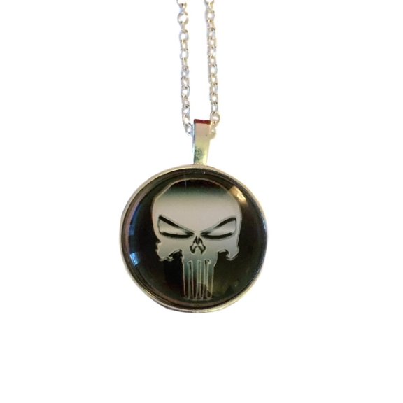 Punisher Skull Necklace Dome Pendant Superhero Jewelry