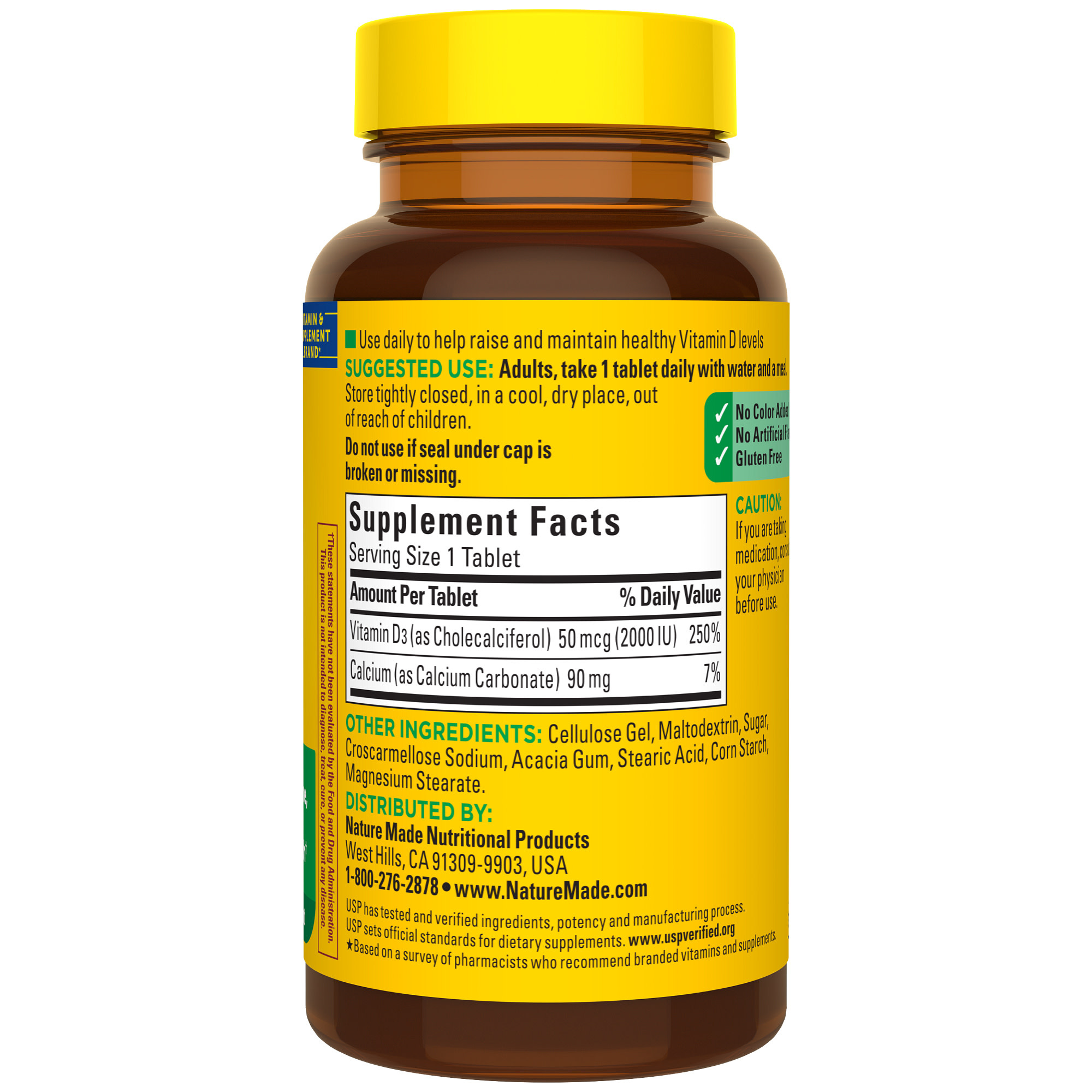 Nature Made Vitamin D3 2000 IU (50 mcg) Tablets, Vitamin D Supplement for Bone and Immune Health Support, 100 Count