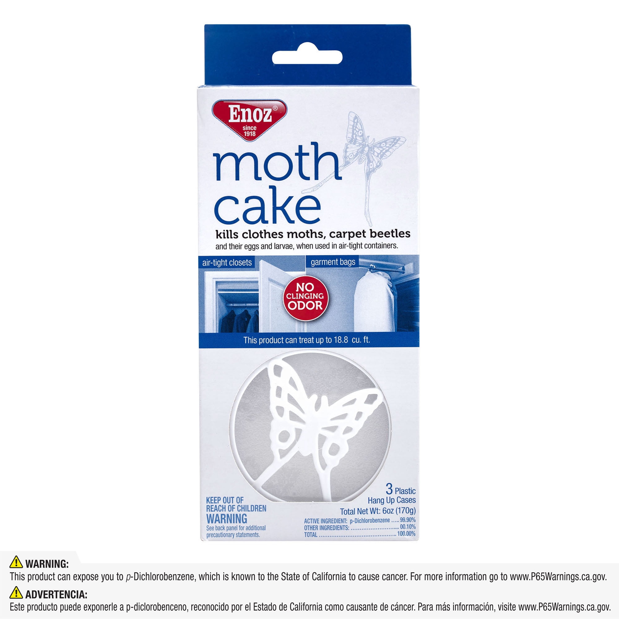 Enoz Hanging Clothes Moth & Carpet Beetle Killer Cakes, Odorless Moth Repellant, 2 oz, 3 Count