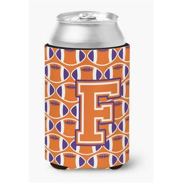 Letter F Football Orange, White & Regalia Can or Bottle Hugger