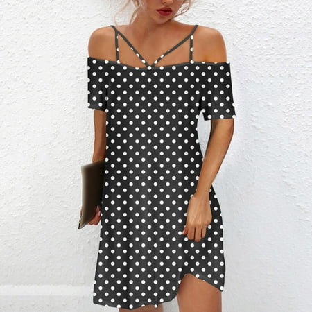 

jsaierl Women s Summer Dress 2023 Print Sundress Short Sleeve Hawaiian Dress Crew Neck Plus Size Dress for Beach Vacation