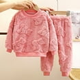 thumbnail image 2 of Caqnni Babys Outfits Contrast Color Toddler Boys Long Sleeve Romper Top Overall Casual Pants Set Homewear Fall Winter Outfit（Pink，3-4Y）, 2 of 3