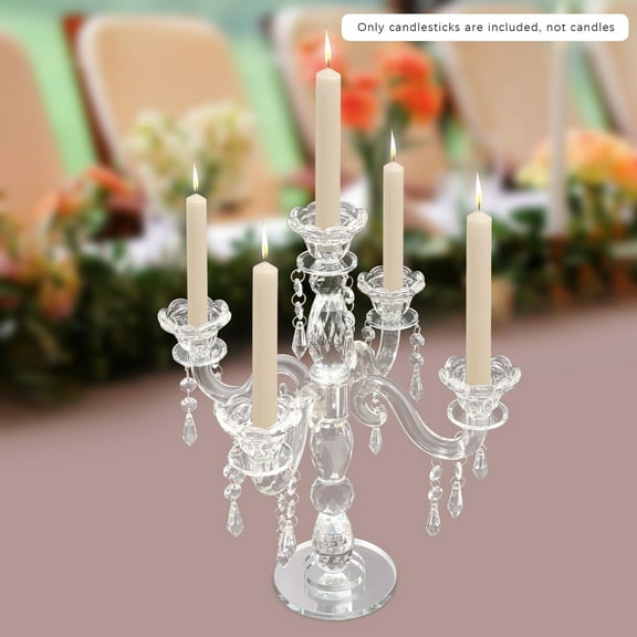 5 Arm Crystal Candle Centerpieces Crystal Candle Holder W/5 Heads Candle Holder