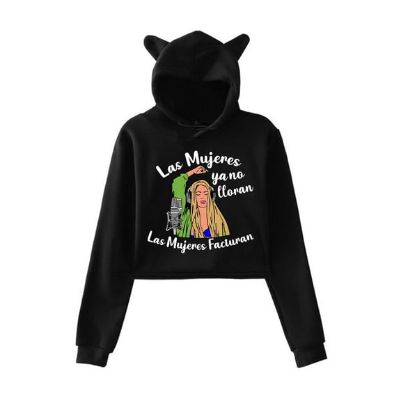 Shakira Las Mujeres Ya No Lloran Cat ear hoodie fashion trend women's short hoodie sportswear