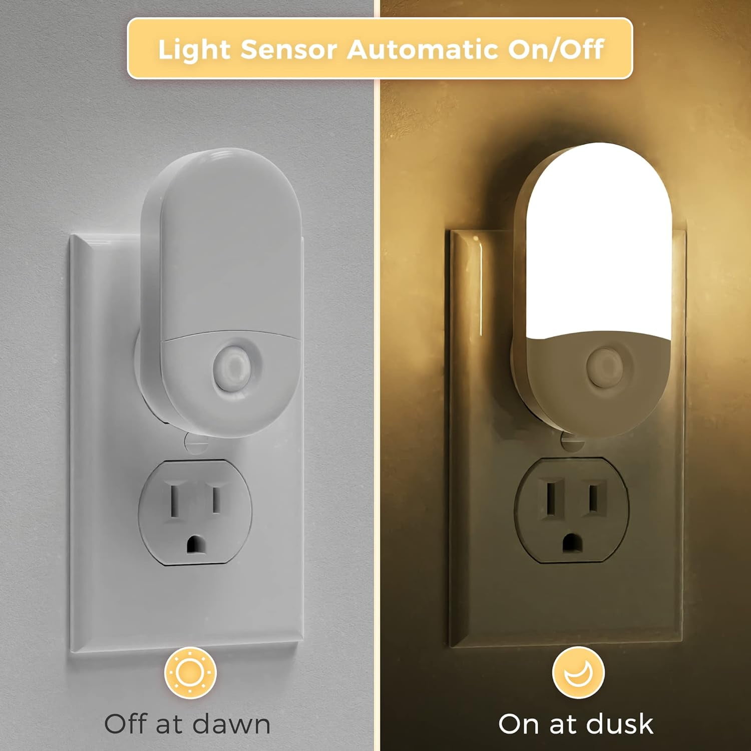 Night Lights Plug into Wall, [4 Pack] LED Night Light with Light Sensors, 30/60LM Nightlights for Kids Room, Soft White 3000K, 0.6W Automatic Plug in Wall Light for Bedroom, Hallway