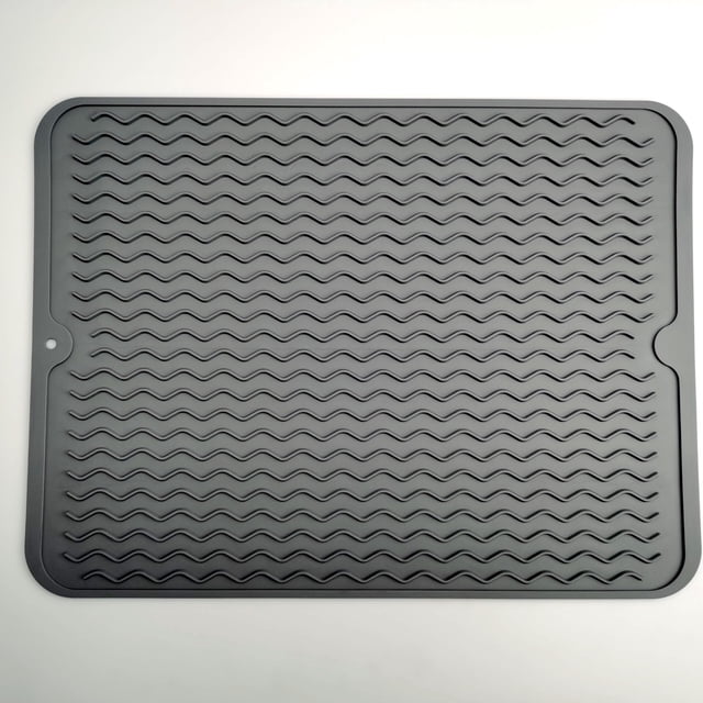 Silicone Dish Drying Mat for Kitchen Counter, Dish Drying Pad, Non-Slip Drain Pad with Built-in Drain, Heat Resistant Stone Drying Mat