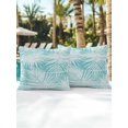 thumbnail image 4 of Outdoor Pillows Waterproof, Teal Coastal Palm Leaves Throw Pillows with Inserts Included, Summer Botanical Tropical Indoor Outdoor Decorative Lumbar Pillow for Bed/Couch/Patio 16"x16", 2Pcs, 4 of 8