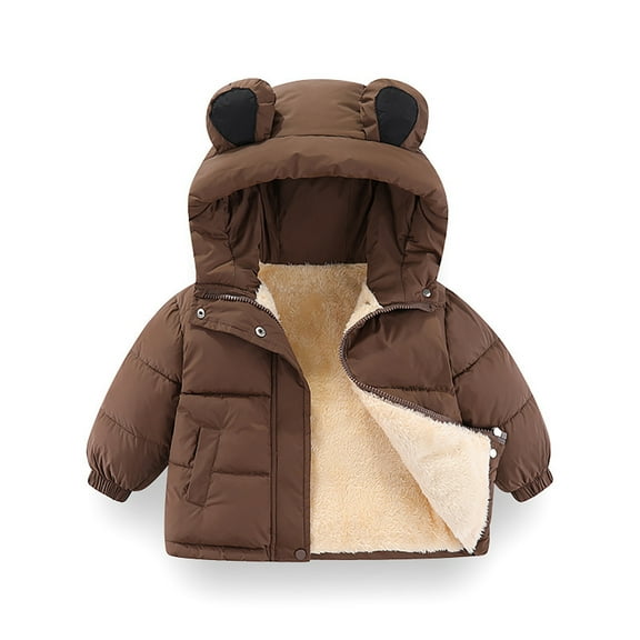 Toddler Baby Boys Winter Coat Little Boys Girls Puffer Coat Cute Bear Ears Hooded Jacket Long Sleeve Light Winter Coats for Kids Infant Baby Fall Outfits for Girls Baby Winter Clothes 2-3 Years